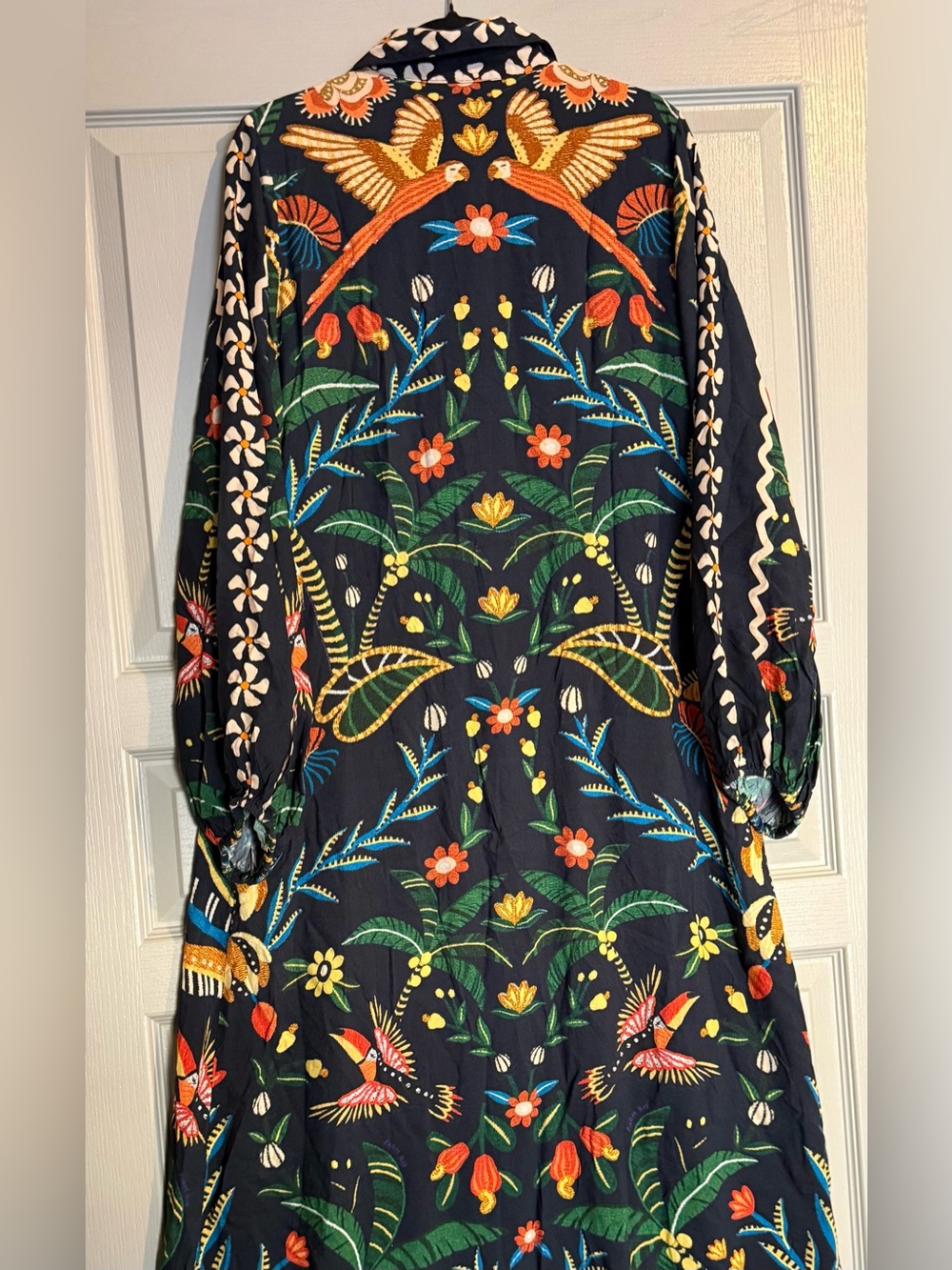 Farm Rio X Anthropologie Floral Long-Sleeve Button-Front Midi Shirt Dress - Picture 7 of 14